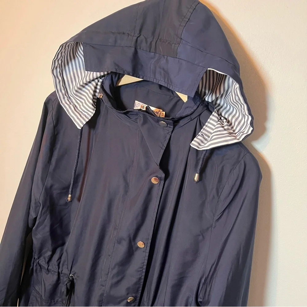 BBX Lephsnt Waterproof Rain Jacket Women’s M Navy Blue Hooded Windbreaker Coat - Picture 3 of 9